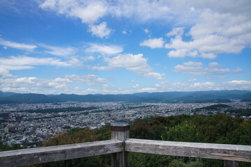 Fototapeta na wymiar 夏の終わりの京都盆地と山々