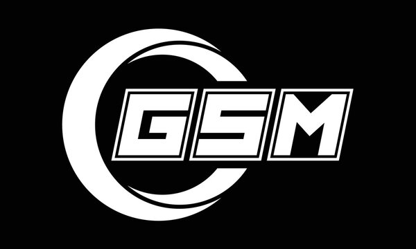 GSM three-letter circle logo design. custom font black and white logo vector template | abstract logo | word mark logo | letter mark logo | business logo | minimalist logo | font logo |