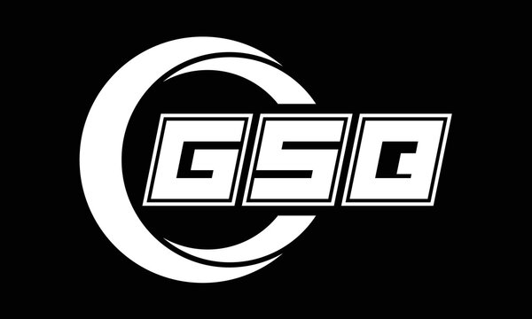 GSQ three-letter circle logo design. custom font black and white logo vector template | abstract logo | word mark logo | letter mark logo | business logo | minimalist logo | font logo |