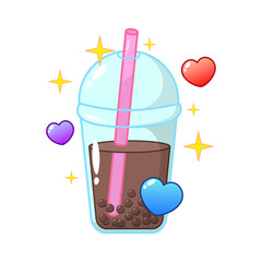 Bubble milk tea isolated vector illustration