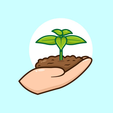 Hand And Plant Go Green Illustration