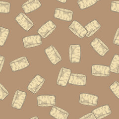 Chef hat engraved seamless pattern. Kitchen small element in hand drawn style.