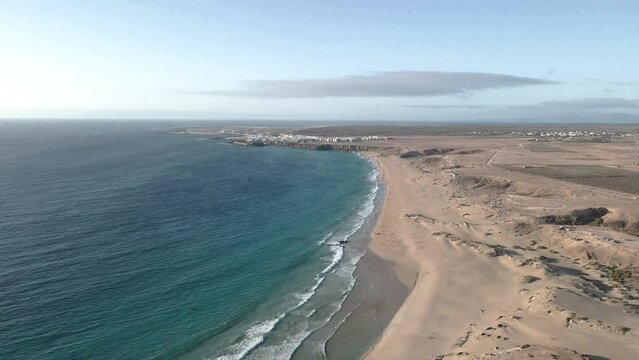 Piedra Playa beach in El Cotillo aerial view, Fuerteventura, Canary Islands