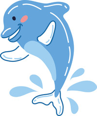 Cute Joyful Hand Drawn Dolphin Vector Illustration