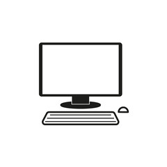 monitor keyboard mouse icon. Flat pc symbol. Vector illustration. Stock image. 
