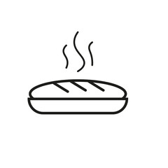 Black bread hot icon. Art natural banner design. Vector illustration. Stock image. 