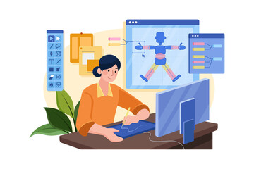 Computer Animator Illustration concept on white background