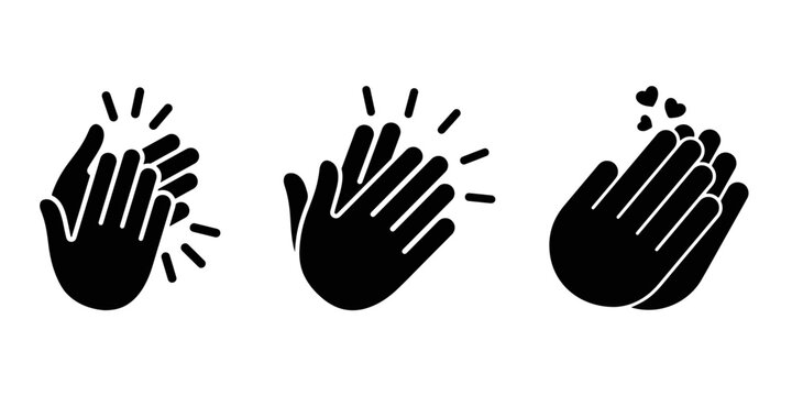 hands clapping icons vector set