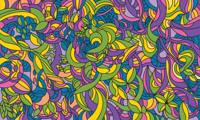 Fototapeta premium floral leaf pattern background doodle drawing vector illustration