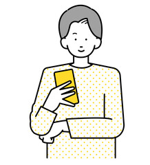 スマートフォンを手に持つ男性のイラスト素材
