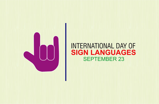 International day of sign languages September 23, poster banner with I Love You in sign language. Illustration design.