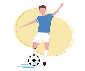 Man kicking football ball. Vector illustration