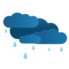 cloud and rain drops paper art style isolated. vector and illustration.