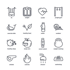 Fittness line icons set, outline vector symbol collection, linear style pictogram pack. Signs, logo illustration.