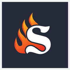 letter Slogo with fire flame design illustration