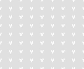 Hand drawn background with hearts. Seamless wallpaper on surface. Chaotic texture with many love signs. Lovely pattern. Line art. Print for banner, flyer or poster. Black and white illustration