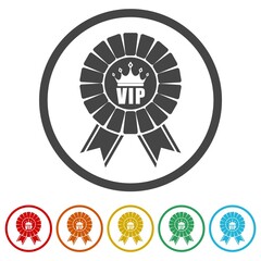 VIP badge. Set icons in color circle buttons