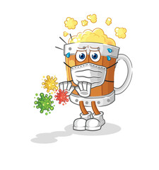 beer mug refuse viruses cartoon. cartoon mascot vector