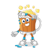 beer mug stretching character. cartoon mascot vector