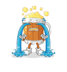 beer mug crying illustration. character vector