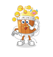 Obraz premium beer mug laugh and mock character. cartoon mascot vector