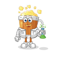 beer mug scientist character. cartoon mascot vector