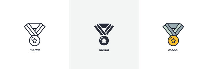 medal icon. Line, solid and filled outline colorful version, outline and filled vector sign. Idea Symbol, logo illustration. Vector graphics