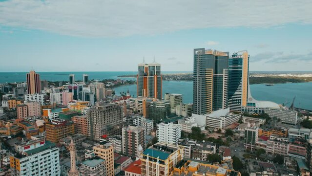 Aerial city view of Dar es Salaam, Tanzania