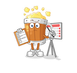 beer mug schedule list vector. cartoon character