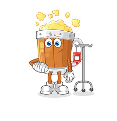 beer mug sick in IV illustration. character vector