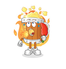 beer mug eat hot chilie mascot. cartoon vector
