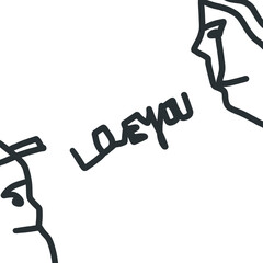 the minimal couple love linear illustration