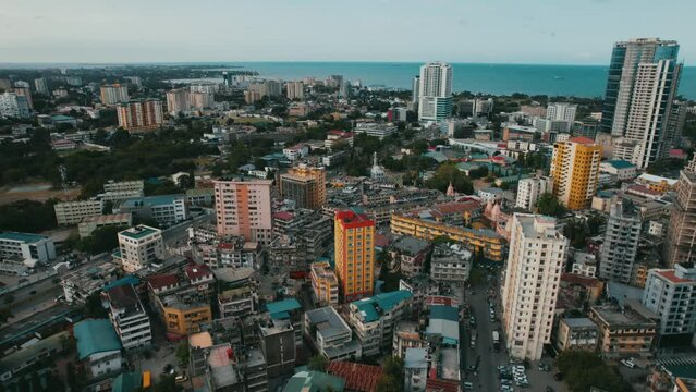 Aerial city view of Dar es Salaam, Tanzania