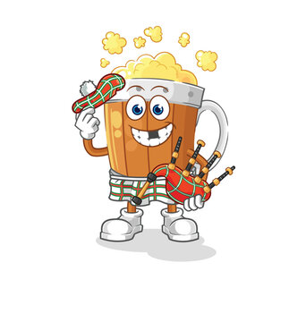 recommend clip art: beer mug scottish with bagpipes vector. cartoon character