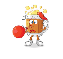 beer mug pantomime blowing balloon. cartoon mascot vector