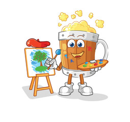 beer mug artist mascot. cartoon vector