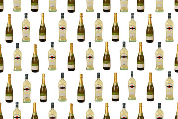 Bottle seamless pattern. Background from a bottle with alcohol.