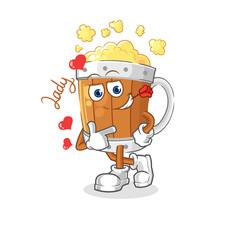 beer mug flirting illustration. character vector