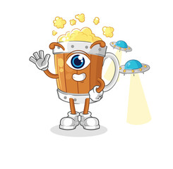 beer mug alien cartoon mascot vector