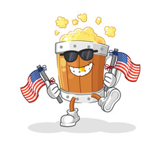 beer mug american youth cartoon mascot vector