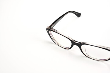 black glasses with a white back screen