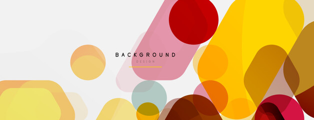 Color bubbles and rounded geometric shapes on white. Vector geometric minimal abstract background for wallpaper, banner, background, landing page