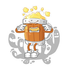 depressed beer mug character. cartoon vector