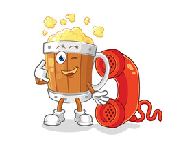 beer mug call mascot. cartoon vector