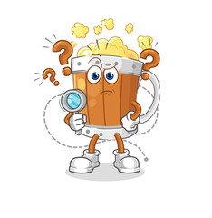 beer mug searching illustration. character vector