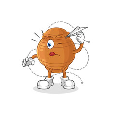 clay pot with paper plane character. cartoon mascot vector