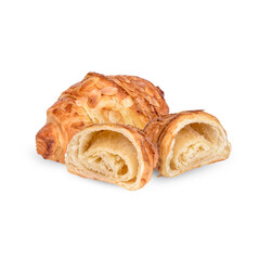 Almond croissant isolated on transparent background. (.PNG)