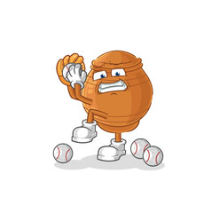 clay pot baseball pitcher cartoon. cartoon mascot vector