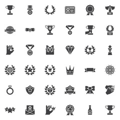 Award trophy vector icons set