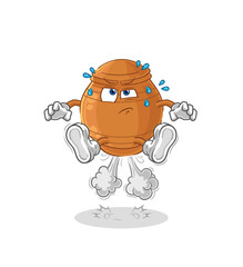 clay pot fart jumping illustration. character vector